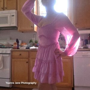 Francaesca's Pink Long Sleeve Ruffle Dress